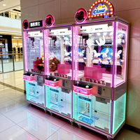 Machines à griffes roses, fabrication sur mesure, entièrement transparentes, jeu d'arcade de capture, en métal, pour pièces de monnaie porte-bonheur, divertissement commercial et d'attractions