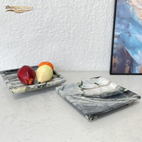 Luxe moderne gepolijste marmeren fruitschaal met adering, multifunctionele vierkante dienblad voor binnenhuisdecoratie in de keuken