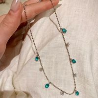 Collier pendentif en zircon cubique turquoise à la mode vintage pour femmes filles accessoires de fête bijoux