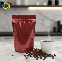 Sachets Doypack Rouges Mats en Feuille d'Aluminium avec Fermeture Éclair, Sacs d'Emballage Plastique Personnalisés avec Fermeture Éclair pour Stockage Alimentaire