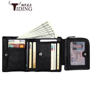Tiding Genuine Leather Men's <b>Wallet</b> Multifunctional Business Casual Card <b>Holder</b> With Zipper Closure - Product Image 4