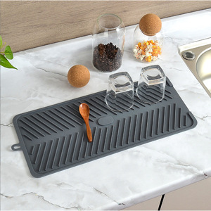 Silicone Drain Mat L Size Oval BPA Free Kitchen <b>Drying</b> <b>Rack</b> Tableware Mat - Product Image 2