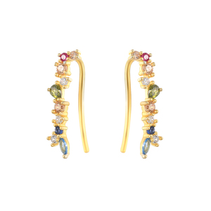 ROXI - Pendientes de Oreja de Plata de Ley Chapados en Oro, Estilo Punk, para Compromiso o Boda, con Circonitas y Diamantes - Product Image 1