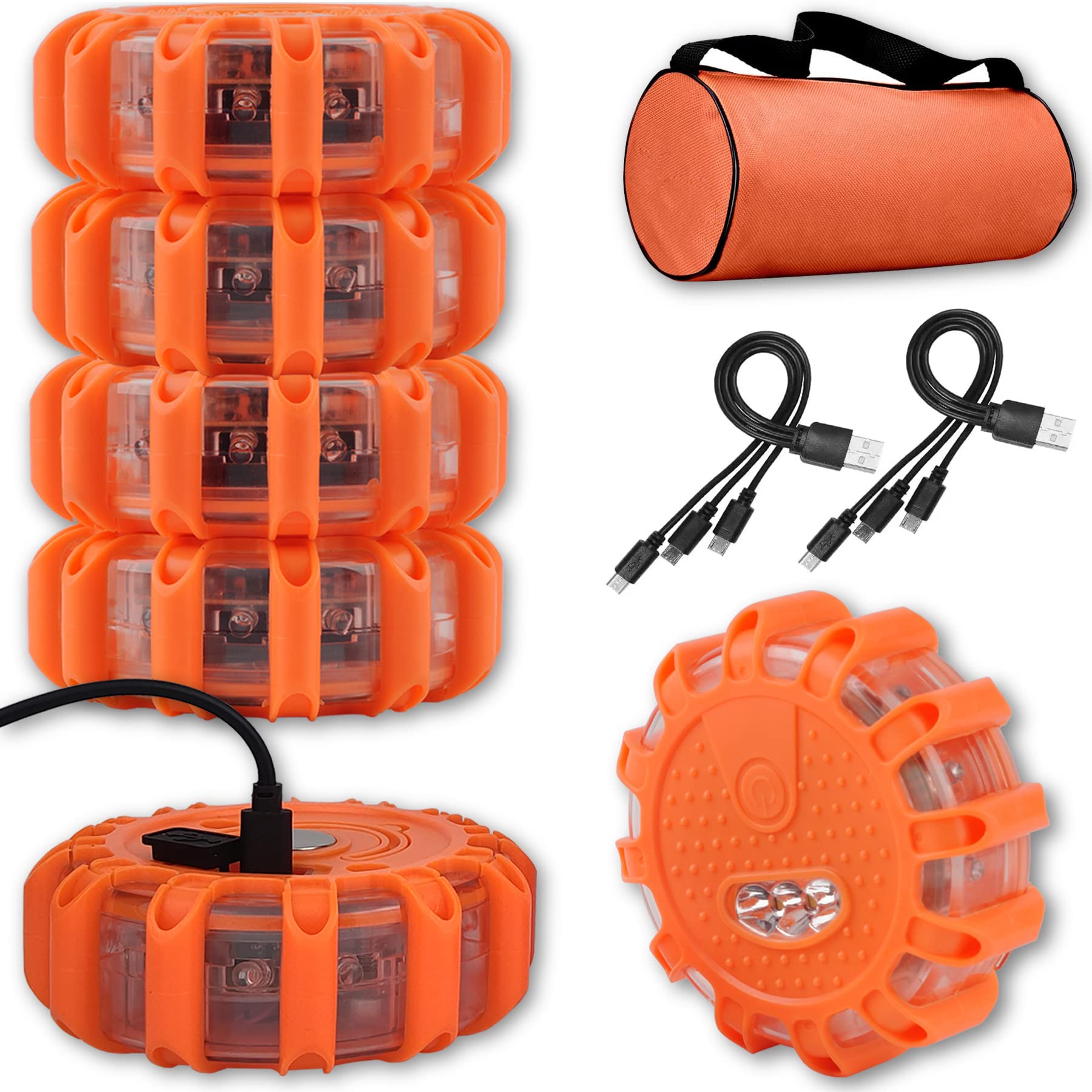 Перезаряжаемый от USB СВЕТОДИОДНЫЙ дорожный фонарь аварийное освещение-предупреждающий сигнал на дороге автомобильный безопасный маячок мигающий диск комплект фонарей с магнитной основой