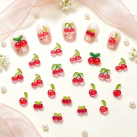 Breloques 3D transparentes en résine en forme de petites cerises, ornements brillants pour ongles en forme de fruits, mini décorations mignonnes pour manucure DIY et ongles à presser