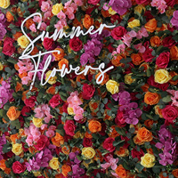 Mur de fleurs roses artificielles de luxe de 8 pieds x 8 pieds