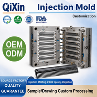 Moule d'injection personnalisé pour peignes en plastique, 8 cavités, peignes à cheveux en ABS, OEM ODM, vente en gros directe usine, outillage pour équipements hôteliers