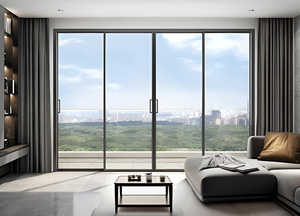 Porte coulissante moderne simple en aluminium étroite à double vitrage en verre trempé, isolation phonique, caractéristiques d'économie d'énergie, intérieur/extérieur - Product Image 6