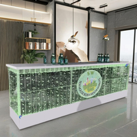 Comptoir de bar avec fontaine à bulles d'eau LED personnalisée, design en plastique, mobilier commercial, table de bar en verre LED, RGB - 7 couleurs