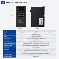 Variateur de fréquence YC-1800 VFD VSD 380V triphasé, contrôleur de vitesse de moteur AC, convertisseur à contrôle vectoriel
