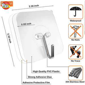 Thần đồng trong suốt liền mạch treo tường tự dính cao su móc chống thấm nước và oilproof nhựa móc đường sắt cho đồ lặt vặt - Product Image 3