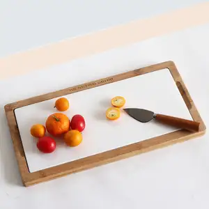 Tabla rectangular de acacia para cortar madera y mármol, tabla para cortar queso, repostería