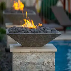 Wasserspiel Feuerstelle Gas Outdoor Garten Metall Corten Stahl Schwimmen Feuer und Wasserschale Pool