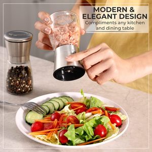 Moulin à poivre manuel de qualité supérieure avec meule en céramique, réglage de la grosseur, pour assaisonnement de cuisine, rechargeable, en verre, pour épices, sel et poivre - Product Image 5