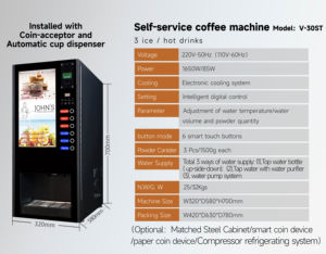 Distributeur automatique de café instantané à pièces 3 chaudes 3 froides Machine à café distributeur automatique de café - Product Image 4