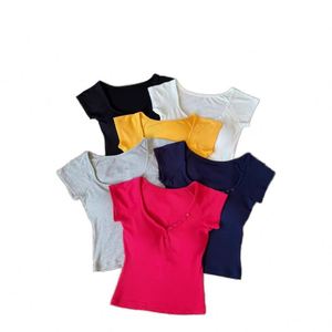 เสื้อโปโลผู้หญิงแขนสั้น เสื้อแฟชั่นทรงเข้ารูปสีขาว เสื้อกล้ามลำลอง - Product Image 1