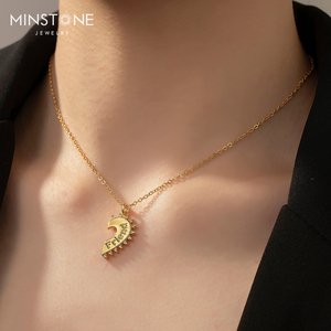 Minstone Custom 18k placcato oro gioielli fatti a mano delicati personalizzati collana con ciondolo a cuore diviso regalo amichevole per il miglior amico - Product Image 4