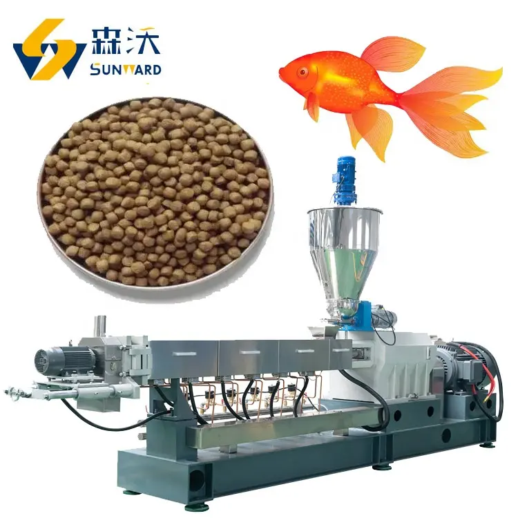 Multi-function Sunward updated 2023 Double screw extruder 1 ton/h 2 ton/h Floating and Sinking Fish Feed Pellet Machine Price