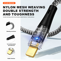 Kabel pengisi daya cepat mikro Logo OEM 60W V8 untuk ponsel Android Tecno, inovatif transparan tahan lama nilon kepang dengan jaket TPE