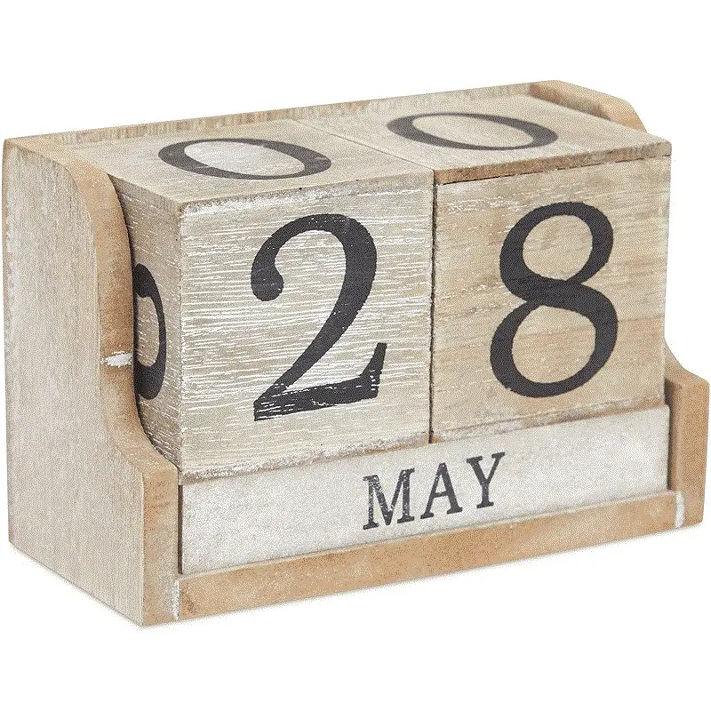 デスクウッド月間日付表示ブロック木製パーペチュアルブロックカレンダー用Hearthli木製ブロックカレンダー