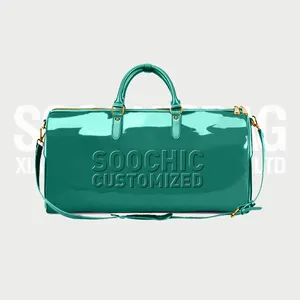 Soochic Dress Custom Purple Patent Leather Large Travel Duffel Bag For Women With Embossed Logo