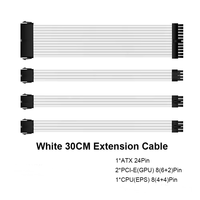 Kabel ekstensi PSU 30cm 18AWG kabel daya 4 Kit Motherboard ATX 24Pin GPU PCI-E 6 + 2Pin 8Pin CPU EPS 4 + 4Pin