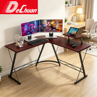Bureau de jeu en L avec support d'écran et structure en X robuste pour configuration e-sport – Vente en gros