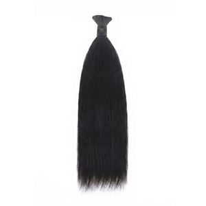 Extensions de cheveux naturels indiens Remy de qualité supérieure, double trame, lisses, noirs, en lot complet, tissage machine double trame - Product Image 1
