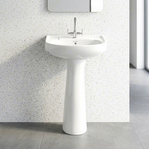 Round <b>Ceramic</b> Wash Hand Basin Pedestal Set Cera Porcelain Bathroom Sink Wall Mounted Full Pedestal Lavabo - Product Image 5