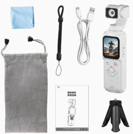 4K Handheld Action Camera Pocket Gimbal Vlog Camcorder with 10x-20x Optical Zoom Multiple Languages