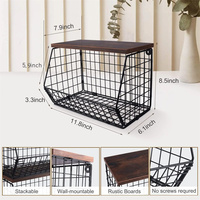 Panier de rangement en fil métallique pliable à 2 niveaux, organisateur de cuisine, panier de rangement suspendu pour légumes et fruits