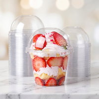 Gobelets à dessert élégants Kingstar 8oz en PET transparent avec couvercles hauts pour parfaits, gelato et puddings