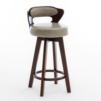 Chaise de bar pivotante en cuir et bois massif, design moderne et élégant, idéale pour la maison, l'hôtel, la salle à manger, l'école et les zones bar – Offre spéciale