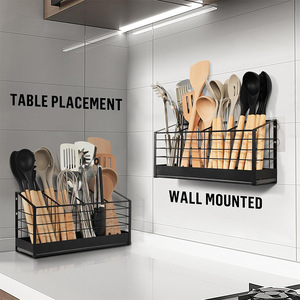 <b>Wall</b> Mounted Cutlery Rack Drainer Multi Functional Kitchen Storage Organizer For Countertop And <b>Wall</b> Placement - Product Image 1