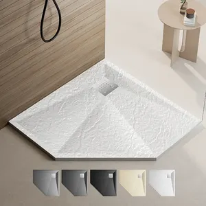 Chinese Factory Made Optional-size Diamond Shape Beige Shower Tray With Drain Removable Soft Shower Trays For Bathroom