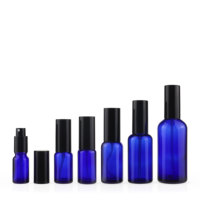 Vente en gros de flacons de parfum en verre rond bleu avec logo personnalisé, 10ML, 15ML, 20ML, 30ML, 50ML, 100ML, flacons de lotion