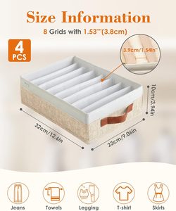 Cotton Linen Multi-Grid Storage <b>Box</b> 6/7/20 Grids Underwear <b>Socks</b> Household Wardrobe Organization Closet - Product Image 2