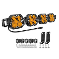 Barre de phares LED tout-terrain 4,5 pouces à 4 lampes, connectable, étanche IP67, en alliage d'aluminium aéronautique, ambre, 120W, 6000 lumens pour UTV