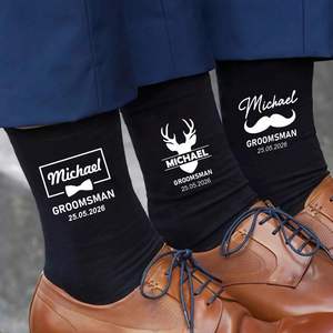 Custom <b>Men</b> Wedding <b>Socks</b>, Personalized Groom Groomsmen <b>Socks</b> for Wedding, Funny-<b>socks</b> for Engaged and Proposal - Product Image 2