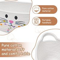 Organisateur de rangement moderne pour chat mignon Panier en tissu tissé Oreilles Corde décorative en coton pour jouet pour animaux de compagnie Boîte à vêtements Cadeau à usage domestique