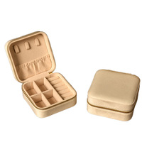 Boîte à bijoux carrée en velours, style preppy, durable, portable, avec fermeture éclair, 10x10x5cm, pour le rangement de bijoux, personnalisable avec logo.