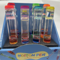 Boîte PDQ en forme de stylo avec affichage de minuterie liquide, stylos à bulles à mouvement liquide, jouets sensoriels apaisants, accessoires de bureau et scolaires
