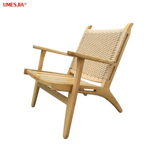Muebles de sala modernos de madera maciza de ceniza naturaleza ratán tejido cuerda de papel sillón <span class=keywords><strong>chaise</strong></span> <span class=keywords><strong>Lounge</strong></span> silla cojín - Product Image 6