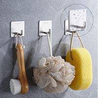 Crochets muraux autocollants en acier inoxydable 304, crochets étanches sans perçage pour le rangement des serviettes et ustensiles de salle de bain et de cuisine