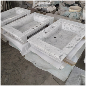 Top per lavabo integrato in marmo bianco di <span class=keywords><strong>Carrara</strong></span> 100% naturale italiano, doppio lavabo, ecologico, resistente al fuoco, superficie lucida - Product Image 4