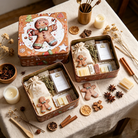 Boîte en fer blanc recyclable de haute qualité à motif de bonhomme en pain d'épices brun, lot de 2, boîte de rangement pour biscuits, cadeau de Noël