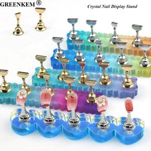 Nuevo corazón Nail Art acrílico pantalla Aurora iridiscente gradiente onda larga Placa de uñas soporte de exhibición cristal Nail Display Stand - Product Image 1