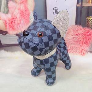 ROXGOCT Neues Design Bulldogge Plüschtier mit Strasssteinen Unisex Süß Weich Tier Hund Deko-Ornament Spielzeug für Sofa Bett Auto - Product Image 5