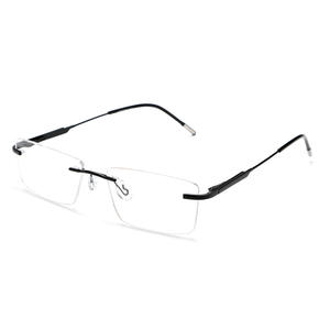 Monturas de gafas sin montura Grey Jack, estilo rectangular metálico, ligeras, unisex, para uso empresarial y casual. - Product Image 2