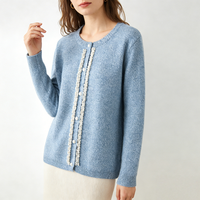 Vente directe d'usine, nouveau style, pull pour femme uni, cardigan classique en cachemire ouvert avec boutons